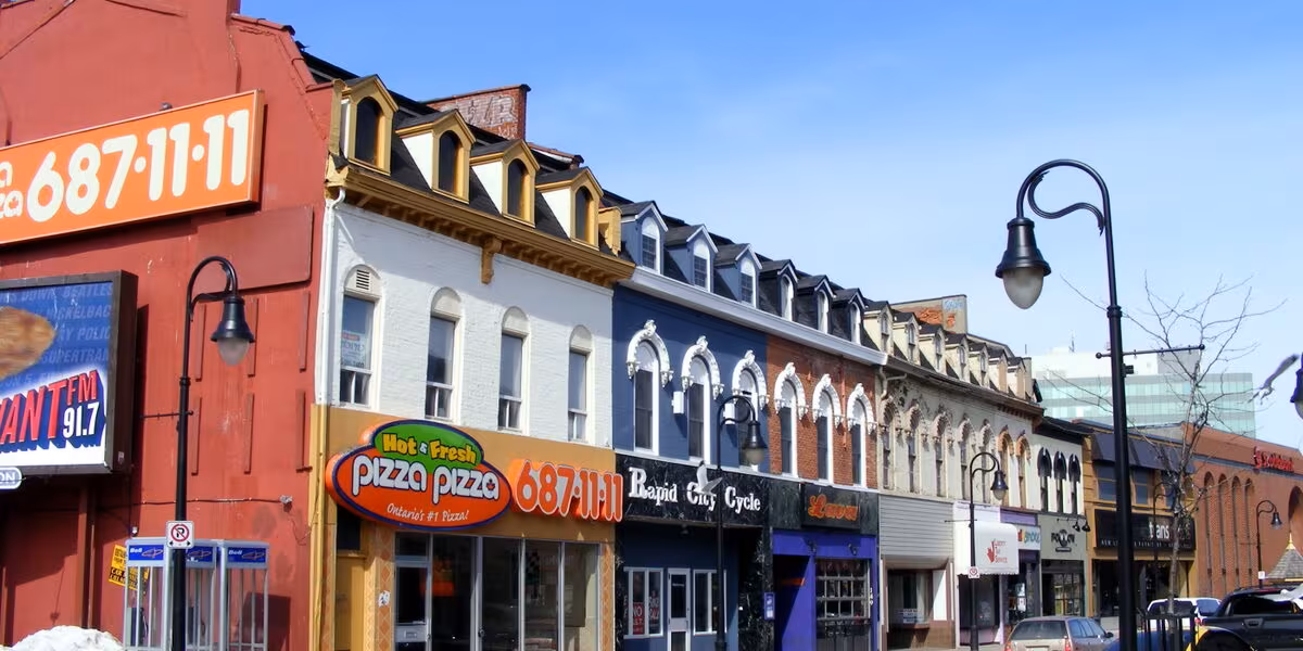 Calle comercial con locales de servicios y comercios a pie de calle